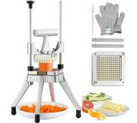 VEVOR Cortador Manual Profesional de Patatas Fritas Cortador Comercial de Verduras 0,64cm Cuchilla de Acero Inoxidable Cortador de Verduras Frutas 2 Cuchillas de Repuesto para Preparación de Ensaladas