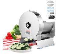 VEVOR Cortadora Eléctrica Espesor Ajustable de 0 a 12 mm Cortador Comercial de Frutas y Verduras Convertible a Manual Máquina Cortadora de Alimentos de Acero Inoxidable Puerto de Alimentación Grande