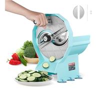 VEVOR Cortadora Manual de Verduras y Frutas Cortadora de Verduras Espesor Ajustable 0-12 mm Doble Puerto de Alimentación Hoja de Acero Inoxidable Máquina Rebanadora para Pepino, Limón, Tomate