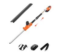 VEVOR Cortasetos Eléctrico, 1200 RPM Cortasetos de Pértiga Inalámbrico con Cuchilla de 510 mm, 5 Ángulos Ajustables, Batería de 20 V, Extensible de 1,9 m-2,4 m, para Ramas Altas para Jardinería
