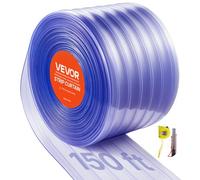 VEVOR Cortina de Puerta Plástico Largo de 45,72 m Ancho de 0,3 m, Rollo de Tiras de PVC Espesor de 3 mm, Cortina de Tiras para Puertas de Supermercado, Entrada, Almacén, Centros Comerciales, Garaje