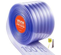 VEVOR Cortina de Puerta Plástico Largo de 45,72 m Ancho de 0,3 m, Rollo de Tiras de PVC Espesor de 3 mm, Cortina de Tiras para Puertas de Supermercado, Entrada, Almacén, Centros Comerciales, Garaje