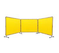 VEVOR Cortina de Soldadura con Marco 3 Paneles Pantalla de Cortina Protectora de Soldadura 1,8x2,4 m de Vinilo Ignífugo con 12 Ruedas Giratorias (6 con Bloqueo) Mobile Pro para Taller, Amarillo