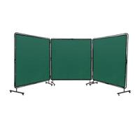 VEVOR Cortina de Soldadura con Marco 3 Paneles Pantalla de Cortina Protectora de Soldadura 1,8x1,8 m de Vinilo Ignífugo con 12 Ruedas Giratorias, Verde, 6 x 6 FT