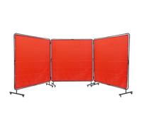 VEVOR Cortina de Soldadura con Marco 3 Paneles Pantalla de Cortina Protectora de Soldadura 1,8x1,8 m de Vinilo Ignífugo con 12 Ruedas Giratorias, Rojo