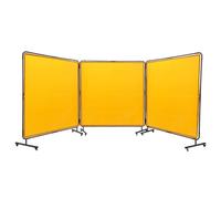 VEVOR Cortina de Soldadura con Marco 3 Paneles Pantalla de Cortina Protectora de Soldadura 1,8x1,8 m de Vinilo Ignífugo con 12 Ruedas Giratorias (Amarillo, 6 x 6 FT)