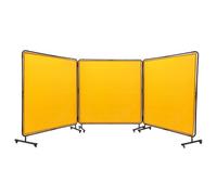 VEVOR Cortina de Soldadura con Marco 3 Paneles Pantalla de Cortina Protectora de Soldadura 1,8x1,8 m de Vinilo Ignífugo con 12 Ruedas Giratorias (6 con Bloqueo) Mobile Pro para, Industria, Amarillo