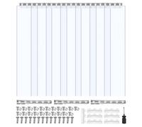 VEVOR Cortina de Tiras Transparente, 107 x 213,4 cm, 0,2 cm de Grosor, 7 Piezas, Cortina de Tiras de PVC Transparente para Puertas para Congeladores/Refrigeradores/Almacén, 50% de Superposición