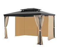 VEVOR Cortinas para Cenador para Exteriores 281 x 341 x 214 cm de Poliéster Cortinas de Privacidad para Cenador de 4 Paneles Laterales con Cremalleras, Cortinas Parasol Universales Reemplazo, Caqui