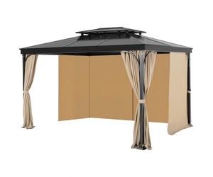 VEVOR Cortinas para Cenador para Exteriores, Cortina de Cenador con Privacidad 2810 x 3730 x 2130 mm de Poliéster 4 Paneles Laterales con Cremallera Repuesto Universal para Toldo de Patio, Caqui