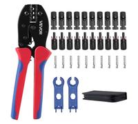 VEVOR Crimpadora Terminales Eléctricos, 2,5-6 mm², Alicates de Crimpado con Trinquete, con Conectores Solares y de Cables Llaves Bolsa de Transporte, Marcas Métrica y de AWG, Herramienta de Crimpado
