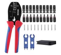 VEVOR Crimpadora Terminales Eléctricos, 2,5-6 mm², Alicates de Crimpado con Trinquete, con Conectores Solares y de Cables Llaves Bolsa de Transporte, Marcas Métrica y de AWG, Herramienta de Crimpado