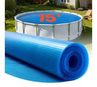 VEVOR Cubierta Solar Redonda para Piscina, 4,57 m de Diámetro, con Burbujas y Material PE, Absorción de Calor Durante el Día, Retención de Calor Durante la Noche, grosor de 0,3 mm, Color Azul