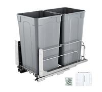 VEVOR Cubo de Basura Extraíble de 2 x 24,85 L, Doble, para Cocina, con Montaje Bajo Encimera, Resistente, con Puerta Corrediza y Cierre Suave, para Armario de Cocina, Fregadero y Encimera, Gris