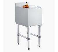 VEVOR Cubo de hielo comercial, 19 pulgadas de acero inoxidable con tapa deslizante y soportes para botellas, unidad de cóctel para bar, restaurante, pub, certificado NSF