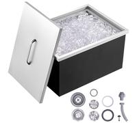 VEVOR Cubo de Hielo de Acero Inoxidable, Cubo de Hielo Comercial con Tapa con bisagras, Barra de Hielo de Cocina al Aire Libre, para Vino frío y Cerveza