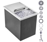 VEVOR Cubo de Hielo de Acero Inoxidable, Cubo de Hielo Comercial con Tapa con bisagras, Barra de Hielo de Cocina al Aire Libre, para Vino frío y Cerveza