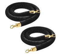 VEVOR Cuerdas de Terciopelo Negras para Postes 2 Piezas Longitud de 1,5 m, Cuerda de Barrera con Ganchos Dorados para Control de Multitudes, Barrera Separadora para Eventos, Cines, Hoteles, Fiestas