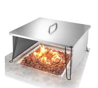 VEVOR Deflector de Calor para Fogatas, Cubierta Cuadrada para Quemador Exterior 645 x 645 x 370 mm, Acero Inoxidable, para Camping, con 4 Patas Plegables y Asa de Transporte, a Prueba de Chispas