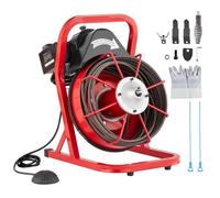 VEVOR Desbloqueador de Tuberías Eléctrico Máquina de Limpieza de Tuberías 12m x 0,95cm Limpiador de Tubos de Drenaje Manual con 4 Cortadores Accionamiento por Pie Neumático para Tuberías de 5-10 cm