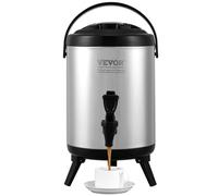 VEVOR Dispensador de Bebidas Aislado Dispensador de Agua Fría y Caliente No Eléctrico 6 L Almacenamiento de Alimentos de Acero Inoxidable Contenedor Aislado 4-6 H con Grifo Portátil para Camping