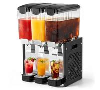 VEVOR Dispensador de Bebidas Comercial 10L x 3 Tanques, de Acero Inoxidable | Para Bebidas Frías en Restaurantes, Bares y Fiestas, Temperatura de Enfriamiento de 7 °C a 12 °C, Tanques de Policarbonato