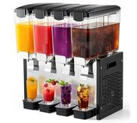 VEVOR Dispensador de Bebidas Comercial 10L x 4 Tanques, de Acero Inoxidable | Para Bebidas Frías en Restaurantes, Bares y Fiestas, Temperatura de Enfriamiento de 7 °C a 12 °C, Tanques de Policarbonato