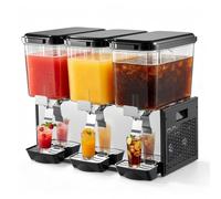 VEVOR Dispensador de Bebidas Comercial 18L x 3 Tanques, de Acero Inoxidable | Para Bebidas Frías en Restaurantes, Bares y Fiestas, Temperatura de Enfriamiento de 7 °C a 12 °C, Tanques de Policarbonato