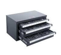 VEVOR Dispensador de Brocas 27 Compartimentos Etiquetados A-Z Caja de Almacenamiento de Brocas con 3 Cajones Caja de Taladro Vacía 37,5x20x20 cm Apilable Fácil Identificación para Taller Brocas