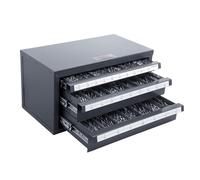 VEVOR Dispensador de Brocas 27 Compartimentos Etiquetados A-Z Caja de Almacenamiento de Brocas con 3 Cajones Caja de Taladro Vacía 37,5x20x20 cm Apilable Fácil Identificación para Taller Brocas
