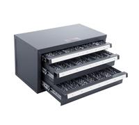 VEVOR Dispensador de Brocas 29 Compartimentos Etiquetados Caja de Almacenamiento de Brocas 1-13 mm con 3 Cajones Estuche de Taladro Vacío 37,5x20x20 cm Apilable Fácil Identificación para Taller