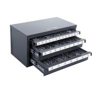 VEVOR Dispensador de Brocas 29 Compartimentos Etiquetados Caja de Almacenamiento de Brocas de 3 Cajones 1/16" a 1/2" Caja de Brocas Vacía Apilable Fácil Identificación para Taller Brocas