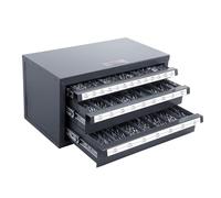 VEVOR Dispensador de Brocas 29 Compartimentos Etiquetados Caja de Almacenamiento de Brocas de 3 Cajones 1/16" a 1/2" Caja de Brocas Vacía Apilable Fácil Identificación para Taller Brocas