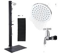 VEVOR, ducha solar de 40 litros, ducha de jardín de 2290 mm, ducha para exteriores, incluye kit de base, grifo para manos y pies, regulación de agua caliente y fría, ducha para camping, ideal para jar
