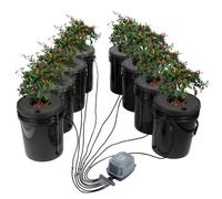 VEVOR DWC Sistema de Cultivo Hidropónico, Kit de Cultivo de Agua Profunda de 20 L y 8 Cubos, con Bomba de Aire, Piedras de Aire, Dispositivo de Nivel de Agua, Sistema Hidropónico DWC para Vegetales