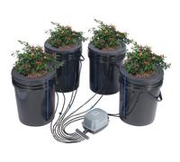 VEVOR DWC Sistema de cultivo hidropónico, kit de goteo superior, cultivo en agua profunda de 20 l, 4 cubos, con bomba de aire, piedras de aire, dispositivo de nivel de agua, para verduras de hoja
