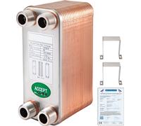 VEVOR EATB12: Intercambiador de calor de placas. Intercambiador de calor de 40 placas. Intercambiador de calor de acero inoxidable 316. Intercambiador de calor para calefacción