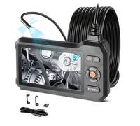 VEVOR Endoscopio de Triple Cámara, Cámara de Inspección con Pantalla IPS, Sonda de 8 mm, Cable de 5 m, 32 GB, Batería 3000 mAh, Luces LED, Zoom 8X para Motores, HVAC, Tuberías, Automoción y Fontanería