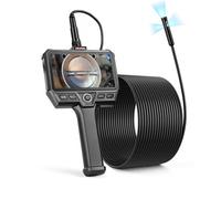 VEVOR Endoscopio de Triple Cámara, Cámara de Inspección con Pantalla IPS, Sonda de 8 mm, Cable Ultrarrígido de 10 m, 5000 mAh, Zoom 8X, Luces LED, 32 GB, para Automoción Fontanería Motor HVAC Tubería