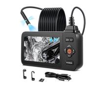 VEVOR Endoscopio de Triple Cámara con Pantalla IPS, Cámara de Inspección con Pantalla Dividida, Sonda de 8 mm, Cable de 5 m, Batería 3000 mAh, Luces LED, 32 GB, para Automoción, Motores y Fontanería