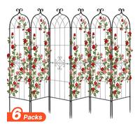 VEVOR Enrejado Metálico para Jardín, 180 x 52,5 cm, Celosías de Jardín, Conjunto de 6 Piezas, Soporte para Plantas Trepadoras, con Estacas, Decoración de Diseño Elegante, para Verduras Flores, Negro