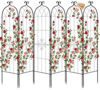 VEVOR Enrejado Metálico para Jardín, 220 x 52,5 cm, Celosías de Jardín, Conjunto de 6 Piezas, Soporte para Plantas Trepadoras con Estacas, Decoración de Diseño Elegante, para Enredaderas Flores, Negro