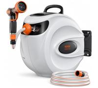 VEVOR Enrollador de Manguera para Jardín 35m, Carrete de Manguera Retráctil Giratorio de 180° Carrete Automático de Manguera Montado en Pared para Regar Césped Jardín, Lavar Auto, Bañar Mascota