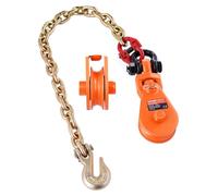 VEVOR: Equipo de pesca de 2 toneladas con cadena G80, mosquetón giratorio, rodillo de 74 mm para cable de acero de 3/8 de pulgada, cabrestante para cables de uso forestal, ideal para remolcar y rescat