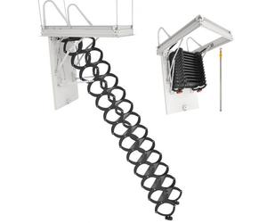 VEVOR Escalera de Ático, Capacidad de 299,4 kg, Se Adapta a Techos de 3,2 a 3,3 m y Abertura de 100 x 70 cm, Escalera Retráctil de Acero de Aleación con Barra de Tracción para Áticos y Lofts