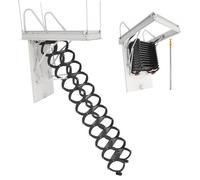 VEVOR Escalera de Ático, Carga 299,4 kg, para Techos de 2,6 a 2,9 m de Altura y Abertura 100 x 69 cm, de Acero Aleación, Retráctil y Abatible con Barra de Tracción para Techos de Áticos y Lofts