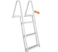 VEVOR Escalera de Muelle, 3 Escalones Extraíbles, Escalera de Pontón de Aleación de Aluminio con Escalón Pedales Antideslizantes Fácil de Instalar para Barco, Lago, Piscina, Embarque Marino