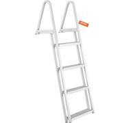 VEVOR Escalera de Muelle, 4 Escalones Extraíbles, Escalera de Pontón de Aleación de Aluminio con Escalón Pedales Antideslizantes Fácil de Instalar para Barco, Lago, Piscina, Embarque Marino