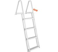 VEVOR Escalera de Muelle, 4 Escalones Extraíbles, Escalera de Pontón de Aleación de Aluminio con Escalón Pedales Antideslizantes Fácil de Instalar para Barco, Lago, Piscina, Embarque Marino