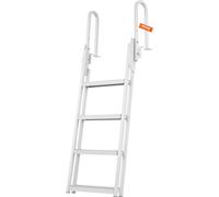 VEVOR Escalera de Muelle, Abatible de 4 Escalones, Escalera de Pontón de Aleación de Aluminio con Escalón Pedales Antideslizantes Fácil de Instalar para Barco, Lago, Piscina, Embarque Marino